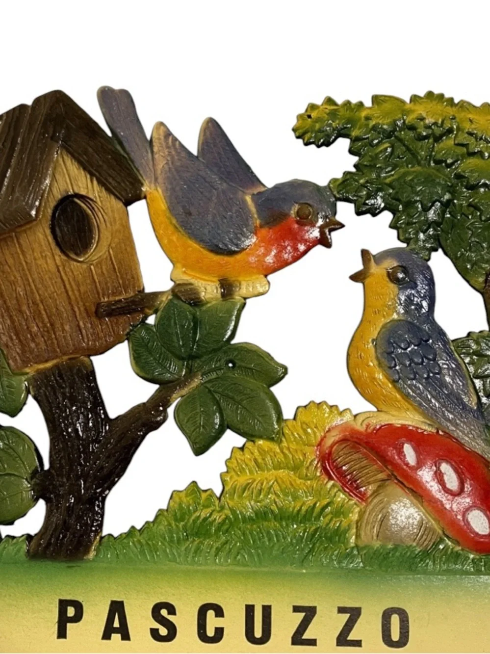 Vintage 1985 Birds Bird House Die Cut Calendar Advertising Pascuzzo Beer Distrib